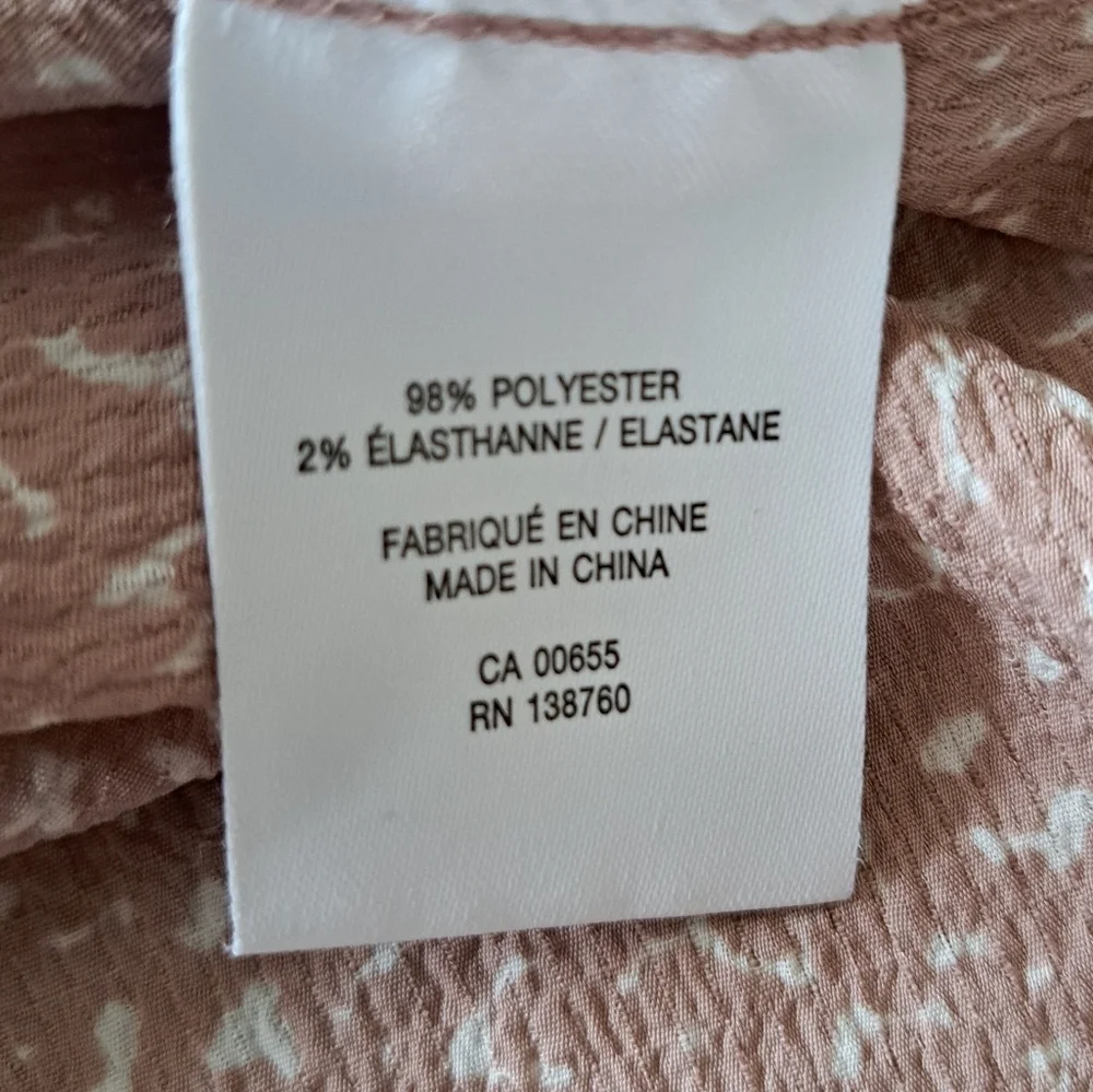 Reitmans Short Sleeve Blouse XL Dusty Pink and White Print Gathered Crew Neck - Picture 12 of 15